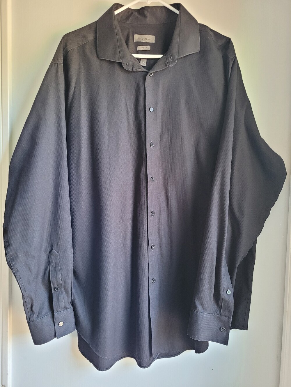 Calvin Klein Slim Fit Non IronBlack Button-Up Dress Shirt Size 181/2 - 36-37 Tal